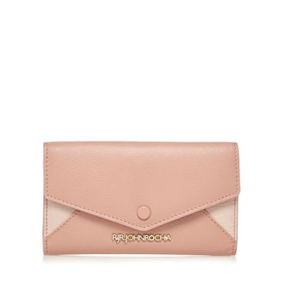 Light pink leather colour block purse